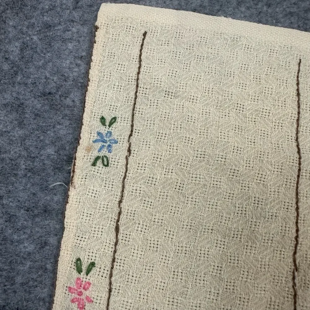 Pair of 2 Vintage Doilies Chair Arm Covers Embroider Floral Matching Set Linens